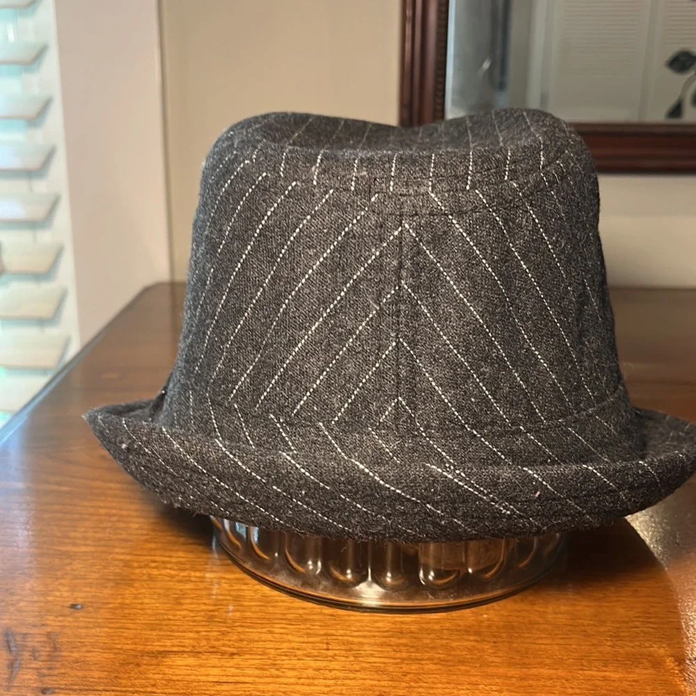 Granule Grey Pinstriped Fedora Hat Wool Blend